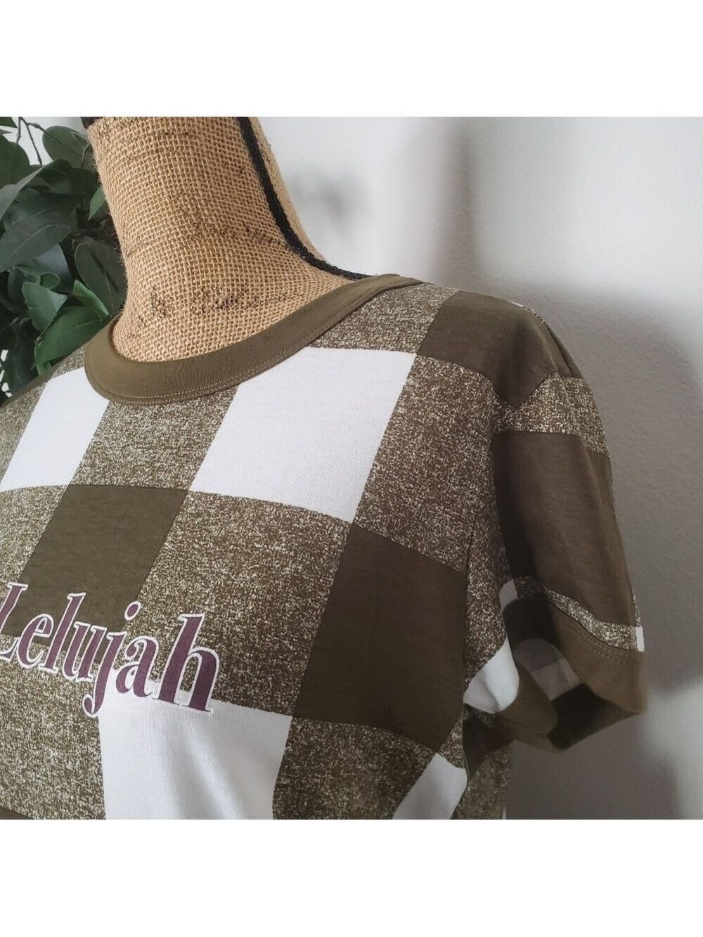 New Lularoe Liv Short Sleeve Shirt Olive Checkered Small - Picture 4 of 8